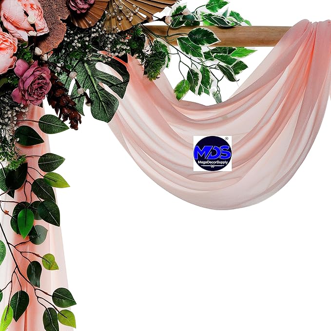 MDS Halloween Chiffon Draping Fabric - 2 Panel, 30" Wide x 50ft Long - Sheer Spooky Arbor & Canopy Drapery for Haunted House Backdrops, Party Ceilings, DIY Costumes & Themed Events - Dusty Rose