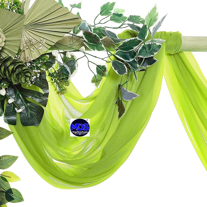 MDS Halloween Chiffon Draping Fabric - 1 Panel, 30" Wide x 40ft Long - Sheer Spooky Arbor & Canopy Drapery for Haunted House Backdrops, Party Ceilings, DIY Costumes & Themed Events - Parrot Green