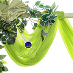 MDS Halloween Chiffon Draping Fabric - 2 Panel, 30" Wide x 100ft Long - Sheer Spooky Arbor & Canopy Drapery for Haunted House Backdrops, Party Ceilings, DIY Costumes & Themed Events - Parrot Green