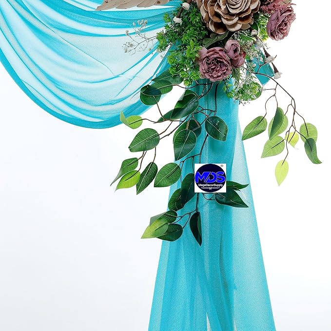 MDS Halloween Chiffon Draping Fabric - 2 Panel, 30" Wide x 100ft Long - Sheer Spooky Arbor & Canopy Drapery for Haunted House Backdrops, Party Ceilings, DIY Costumes & Themed Events - Peacock Blue