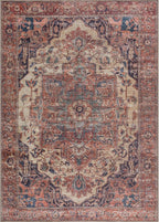 Bloom Rugs Washable 8' x 10' Rug - Beige/Terracotta Traditional Area Rug for Living Room, Bedroom, Dining Room, and Kitchen - Exact Size: 8' x 10'