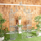 SAFAVIEH Outdoor Collection Beatrix Victorian Antique Dark Green Wrought Iron Trellis Garden Arch Arbor