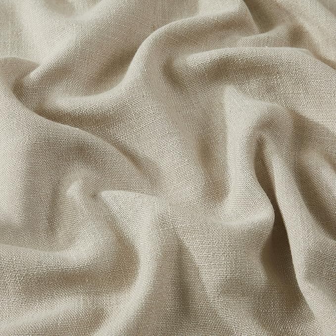 Vision Home Sand Pinch Pleated Semi Sheer Curtains Textured Linen Blended Light Filtering Window Curtains 84 inch for Living Room Bedroom Patio Pinch Pleat Drapes with Hooks 1 Panel 60" Wx84 L