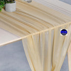 MDS 2 Pack 14ft Chiffon Table Runner 29 x 170 Inches Sheer Wedding Runner Romantic Rustic Table Runner for Wedding Decorations, Birthday Parties, Bridal Shower Party Arch Decor - Champagne Gold