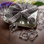 Acrylic Set of 12 Square Beveled Napkin Ring - Cloth Napkin Rings Serviette Buckles for Wedding, Birthday, Banquet, Table Décor, Home Décor, Gifting (Transparent) - CLEENTABLE