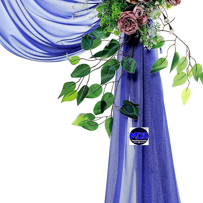 MDS Halloween Chiffon Draping Fabric - 2 Panel, 30" Wide x 50ft Long - Sheer Spooky Arbor & Canopy Drapery for Haunted House Backdrops, Party Ceilings, DIY Costumes & Themed Events - Royal Blue