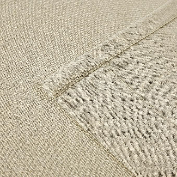 Vision Home Sand Pinch Pleated Semi Sheer Curtains Textured Linen Blended Light Filtering Window Curtains 120 inch for Living Room Bedroom Pinch Pleat Drapes with Hooks 10ft 2 Panels 40" Wx120 L
