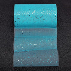 Glitter Tulle Rolls, 6” by 50 Yards (150FT) Sparkling Tulle Spool Ribbon Sequin Tulle Netting Fabric for Tutu Skirt Wedding Birthday Baby Shower (Peacock)
