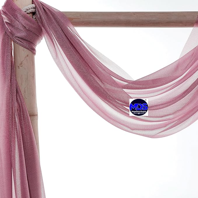 MDS Halloween Chiffon Draping Fabric - 2 Panel, 30" Wide x 50ft Long - Sheer Spooky Arbor & Canopy Drapery for Haunted House Backdrops, Party Ceilings, DIY Costumes & Themed Events - Mauva