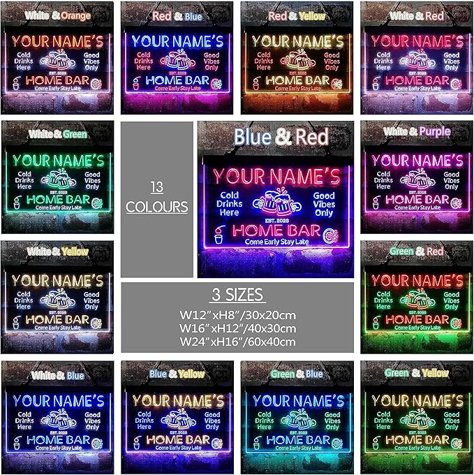 ADVPRO Personalized Your Name Custom Home Bar Beer Established Year Dual Color LED Neon Sign Red & Yellow 12 x 8.5 Inches st6s32-p1-tm-ry