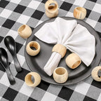 Wooden Napkin Rings Set of 12 - Handcrafted Napkin Holder for Dinner Table Decoration, Weddings, Home, Kitchen, Decor, Dinner, Parties, Every Day Use - Durable, Versatile (Cream)- CLEENTABLE
