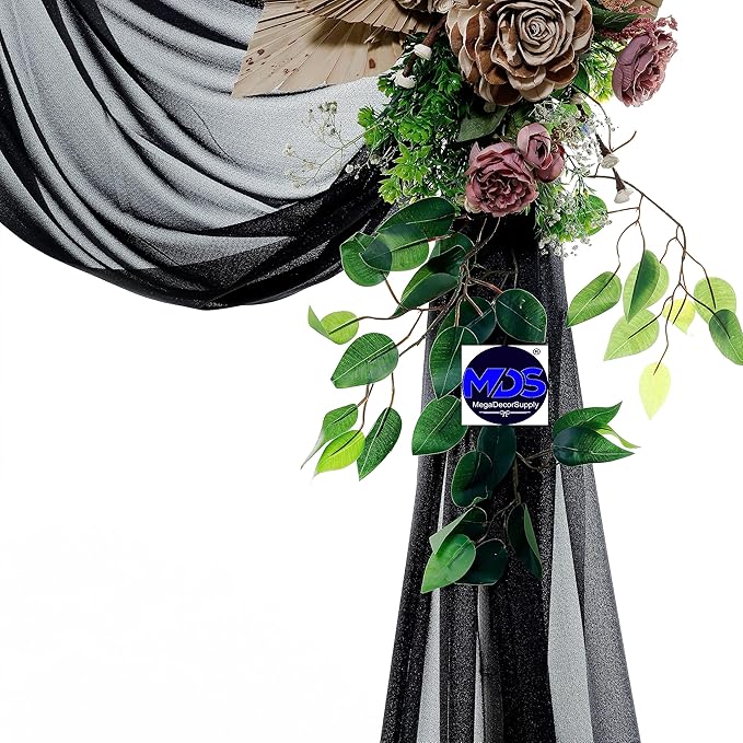 MDS Halloween Chiffon Draping Fabric - 1 Panel, 30" Wide x 75ft Long - Sheer Spooky Arbor & Canopy Drapery for Haunted House Backdrops, Party Ceilings, DIY Costumes & Themed Events - Black