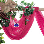 MDS Halloween Chiffon Draping Fabric - 2 Panel, 30" Wide x 100ft Long - Sheer Spooky Arbor & Canopy Drapery for Haunted House Backdrops, Party Ceilings, DIY Costumes & Themed Events - Hot Pink