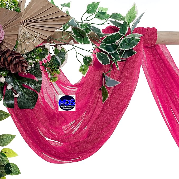 MDS Halloween Chiffon Draping Fabric - 1 Panel, 30" Wide x 30ft Long - Sheer Spooky Arbor & Canopy Drapery for Haunted House Backdrops, Party Ceilings, DIY Costumes & Themed Events - Hot Pink