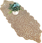 Metallic Bead Table Runner 13x36 Inches - Glass Beaded & Polyester Handcrafted Nautical Decor for Weddings, Christmas & Home Gatherings - Stain Resistant Dining Décor Accent (Gold) - CLEENTABLE
