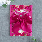20 PCS 5.12x7.2 Butterfly Quinceanera Invitation, Laser Cut Wedding Invitation Cards with Envelopes for XV Anos Bridal Shower Baby Shower Invite (Fuchsia)
