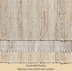 Chardin home Natural Jute Table Runner 13x90 Inch – Vintage Boho Rustic Table Decor – Handwoven Table Runner in Natural Jute and Ivory – Farmhouse Dining or Console Table Accent