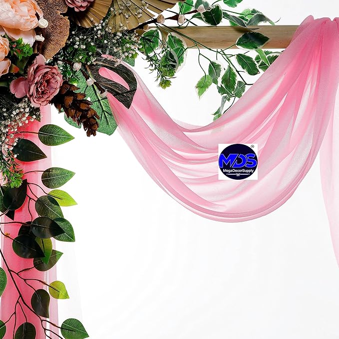 MDS Halloween Chiffon Draping Fabric - 2 Panel, 30" Wide x 40ft Long - Sheer Spooky Arbor & Canopy Drapery for Haunted House Backdrops, Party Ceilings, DIY Costumes & Themed Events - Coral