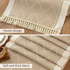 Table Runners 63 Inches,Waterproof Boho Table Runner with Tassel Fringe,Table Runner for Party Coffee Table