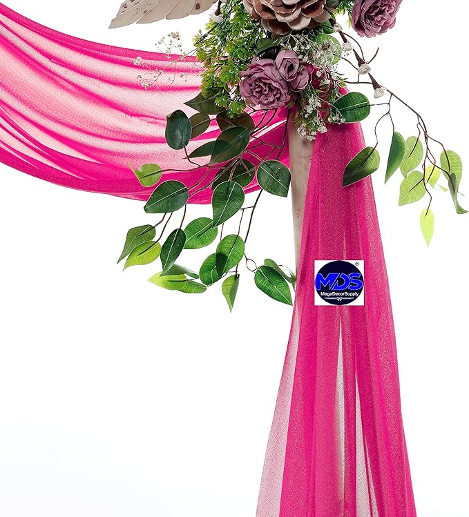 MDS Halloween Chiffon Draping Fabric - 1 Panel, 30" Wide x 50ft Long - Sheer Spooky Arbor & Canopy Drapery for Haunted House Backdrops, Party Ceilings, DIY Costumes & Themed Events - Hot Pink