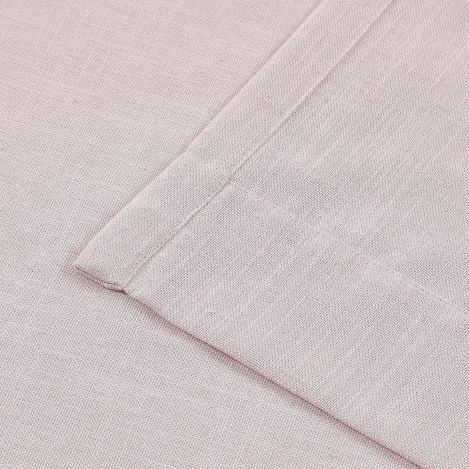Vision Home Soft Pink Pinch Pleated Semi Sheer Curtains Textured Linen Blended Light Filtering Window Curtains 102 inch for Living Room Bedroom Pinch Pleat Drapes with Hooks 2 Panels 40" Wx102 L
