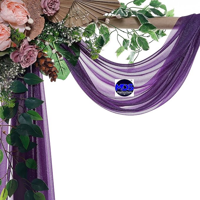 MDS Halloween Chiffon Draping Fabric - 1 Panel, 30" Wide x 75ft Long - Sheer Spooky Arbor & Canopy Drapery for Haunted House Backdrops, Party Ceilings, DIY Costumes & Themed Events - Cadbury Purple