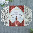 20 PCS 5.12x7.2 Butterfly Quinceanera Invitation, Laser Cut Wedding Invitation Cards with Envelopes for XV Anos Bridal Shower Baby Shower Invite (Gold Glitter)