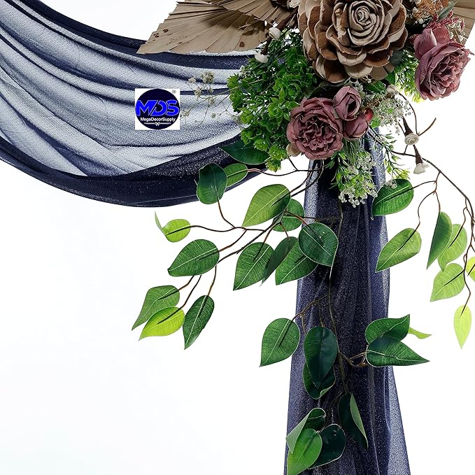 MDS Halloween Chiffon Draping Fabric - 2 Panel, 30" Wide x 100ft Long - Sheer Spooky Arbor & Canopy Drapery for Haunted House Backdrops, Party Ceilings, DIY Costumes & Themed Events - Navy Blue
