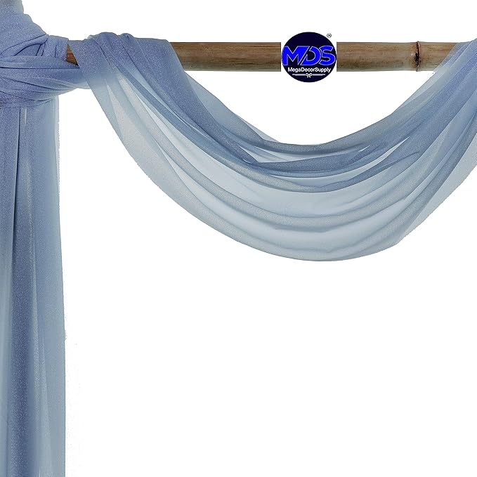 MDS Halloween Chiffon Draping Fabric - 2 Panel, 30" Wide x 20ft Long - Sheer Spooky Arbor & Canopy Drapery for Haunted House Backdrops, Party Ceilings, DIY Costumes & Themed Events - Dusty Blue