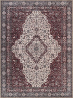Bloom Rugs Washable Non-Slip 4' x 6' Rug - Red/Green/Cream Traditional Medallion Area Rug for Living Room, Bedroom, Dining Room, and Kitchen - Exact Size: 4' x 6'