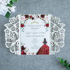 20 PCS 5.12x7.2 Butterfly Personalized Quinceanera Invitation, Customized XV Anos Laser Cut Invitation Cards with Envelopes (20 PCS Light Gold Personalized)