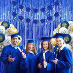 Foil Fringe Curtains Party Decorations - Melsan 3 Pack 3.2 x 8.2 ft Tinsel Curtain Party Photo Backdrop for Independence Day Decorations Birthday Party Baby Shower or Graduation Navy