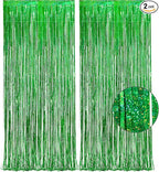 Green Tinsel Curtain Party Backdrop - GREATRIL Foil Fringe Streamers for St Patrick’s Day/Luau/Turtle/Hawaiian/Dinosaur/Ghost/Football/Christmas Decorations 2 Packs