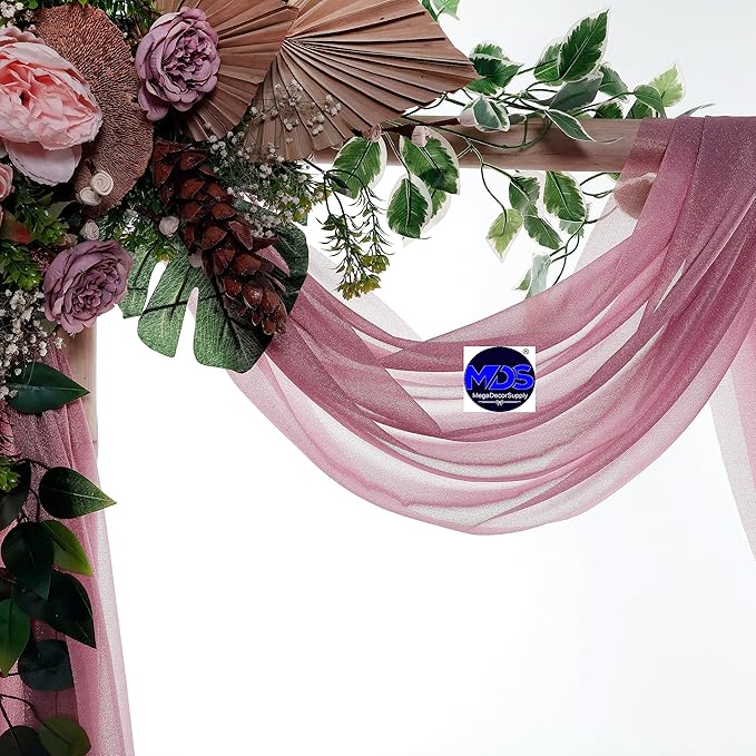 MDS Halloween Chiffon Draping Fabric - 2 Panel, 30" Wide x 50ft Long - Sheer Spooky Arbor & Canopy Drapery for Haunted House Backdrops, Party Ceilings, DIY Costumes & Themed Events - Mauva