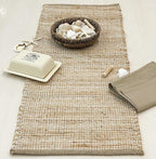Chardin home Natural Jute Table Runner 13x36 Inch – Vintage Boho Rustic Table Decor – Handwoven Table Runner in Natural Jute and Ivory – Farmhouse Dining or Console Table Accent