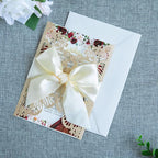 20 PCS 5.12x7.2 Butterfly Quinceanera Invitation, Laser Cut Wedding Invitation Cards with Envelopes for XV Anos Bridal Shower Baby Shower Invite (Light Gold)