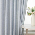 Vision Home Blue Pinch Pleated Semi Sheer Curtains Textured Light Filtering Window Curtains 120 inch for Living Room Bedroom Rayon Blend Chambray Blue Pinch Pleat Drapes with Hooks 2 Panels 40"Wx120"L