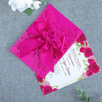 20 PCS 5.12x7.2 Butterfly Quinceanera Invitation, Laser Cut Wedding Invitation Cards with Envelopes for XV Anos Bridal Shower Baby Shower Invite (Fuchsia)