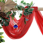 MDS Halloween Chiffon Draping Fabric - 1 Panel, 30" Wide x 75ft Long - Sheer Spooky Arbor & Canopy Drapery for Haunted House Backdrops, Party Ceilings, DIY Costumes & Themed Events - Red
