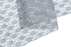 MDS Pack of 25 Wedding 12 x 108 inches Lace Table Runner for Wedding, Decorations for Birthday Parties, Banquets, Graduations, Engagements, and Runners fit Rectangle, Round Table- Silver Gray