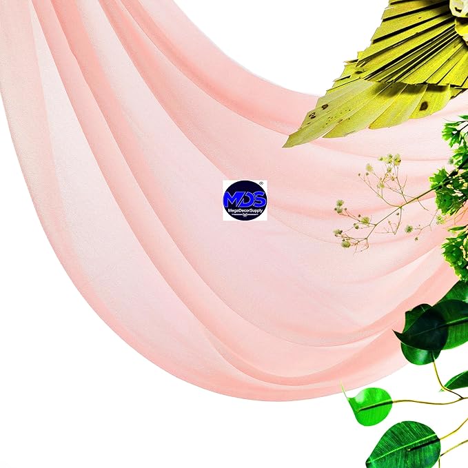 MDS Halloween Chiffon Draping Fabric - 1 Panel, 30" Wide x 30ft Long - Sheer Spooky Arbor & Canopy Drapery for Haunted House Backdrops, Party Ceilings, DIY Costumes & Themed Events - Peach
