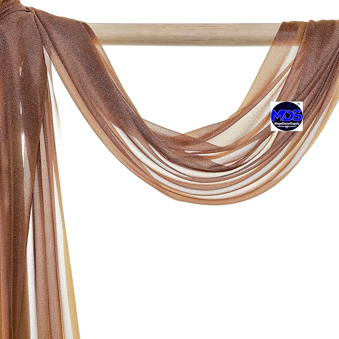 MDS Halloween Chiffon Draping Fabric - 1 Panel, 30" Wide x 20ft Long - Sheer Spooky Arbor & Canopy Drapery for Haunted House Backdrops, Party Ceilings, DIY Costumes & Themed Events - Mocha
