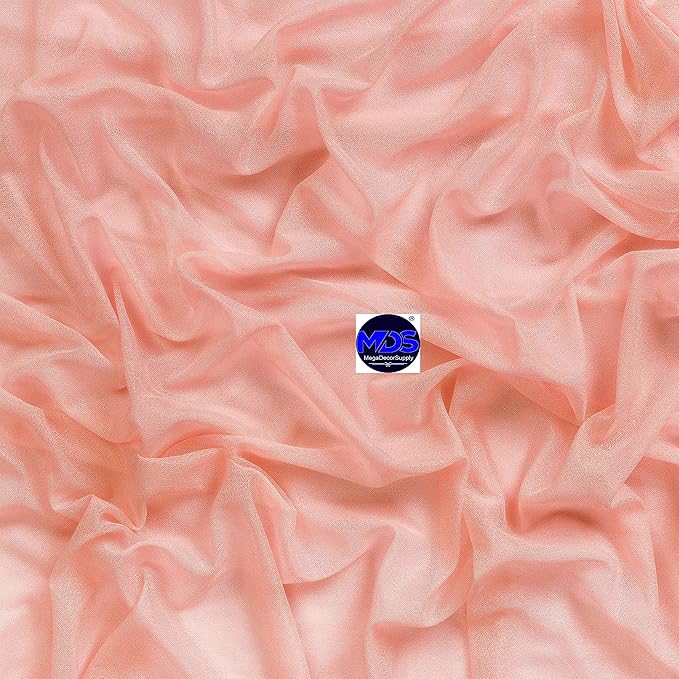 MDS Halloween Chiffon Draping Fabric - 1 Panel, 30" Wide x 20ft Long - Sheer Spooky Arbor & Canopy Drapery for Haunted House Backdrops, Party Ceilings, DIY Costumes & Themed Events - Peach
