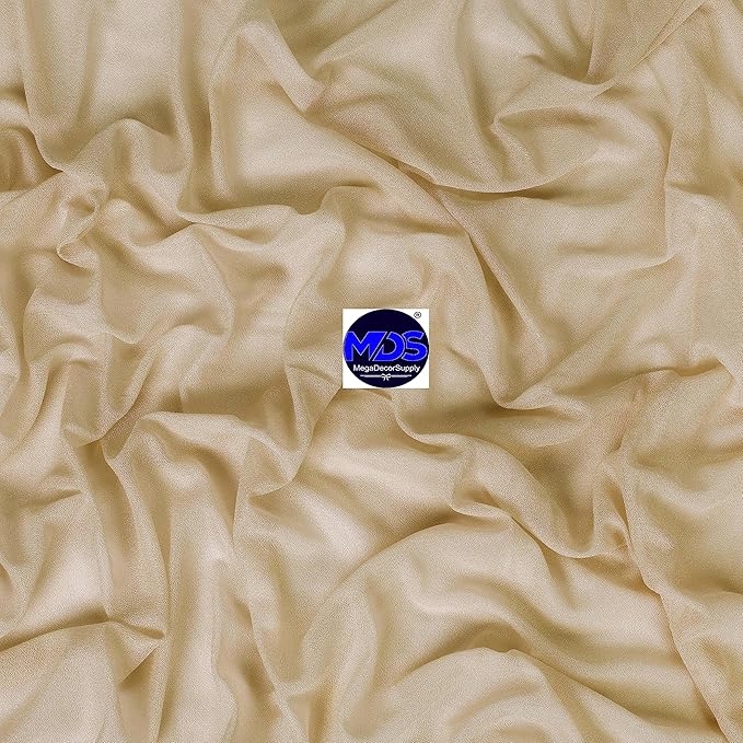 MDS Halloween Chiffon Draping Fabric - 1 Panel, 30" Wide x 40ft Long - Sheer Spooky Arbor & Canopy Drapery for Haunted House Backdrops, Party Ceilings, DIY Costumes & Themed Events - Champagne Gold